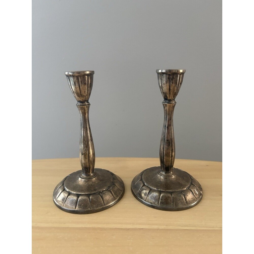 Oneida Wiiliam A Rogers Silver Plated Candlesticks Pair 6"